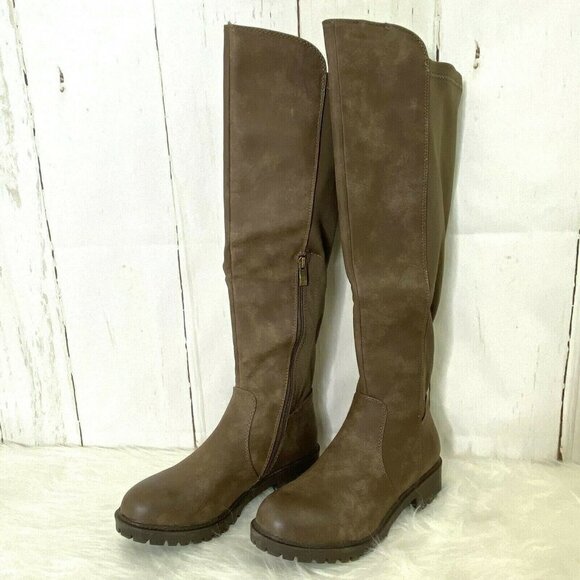 Wanted Women's 7.5M Dunlap Riding Boots Taupe #761866 Faux Leather Textile NEW - Picture 1 of 10